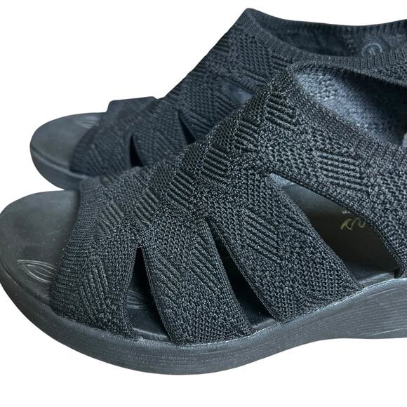 Skechers Black Pier Lite Wedge Knit Sandals Size 8 - Picture 6 of 12